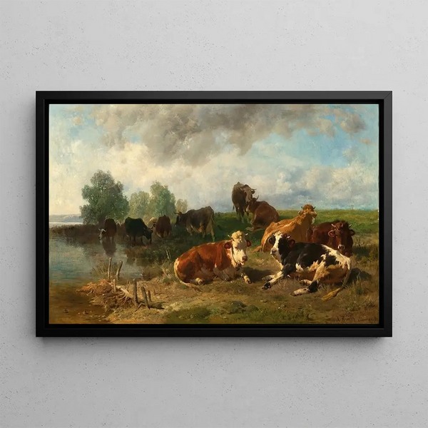Anton Braith - Cattle Resting on the Lakeside.webp