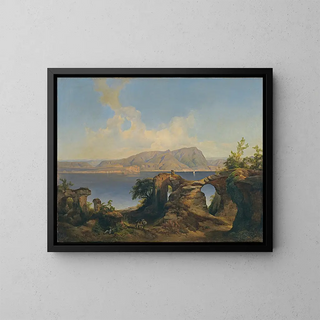 Vue sur le lac de Garde - Anton Hansch — indrammet kunstværk på væggen