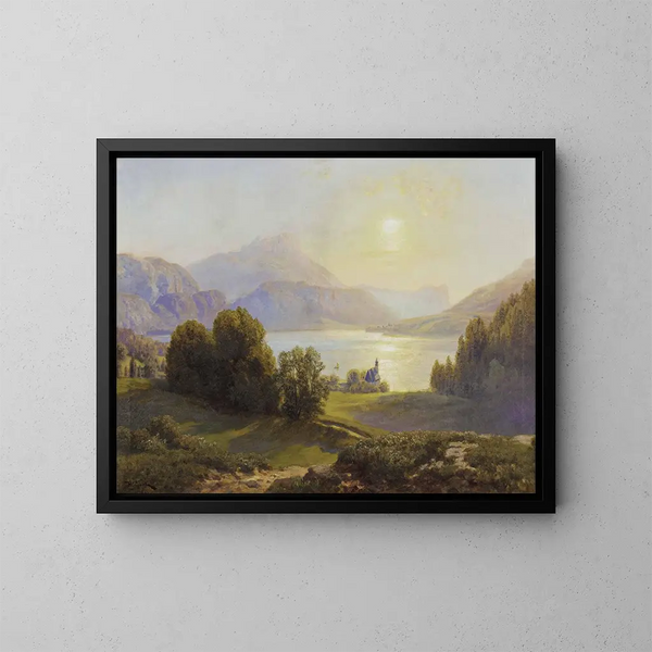 Vue sur un lac alpin - Anton Hlaváček — indrammet kunstværk på væggen