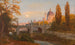 Vue du Wienfluss vers le pont Elisabeth et l'église Saint-Charles - Anton Hlaváček — visning af kunstværket