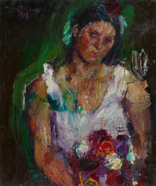 Anton Kolig - Die Gattin des Knstlers mit Blumen.webp