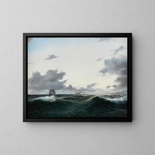 Anton Melbye - Segelschiff und besegelter Dampfer auf See vor einer Kste.webp