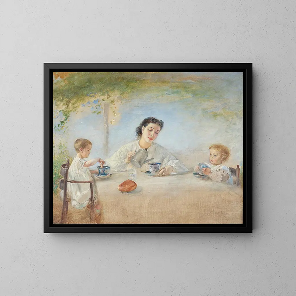 La famille de l'artiste au petit-déjeuner - Anton Romako — indrammet kunstværk på væggen