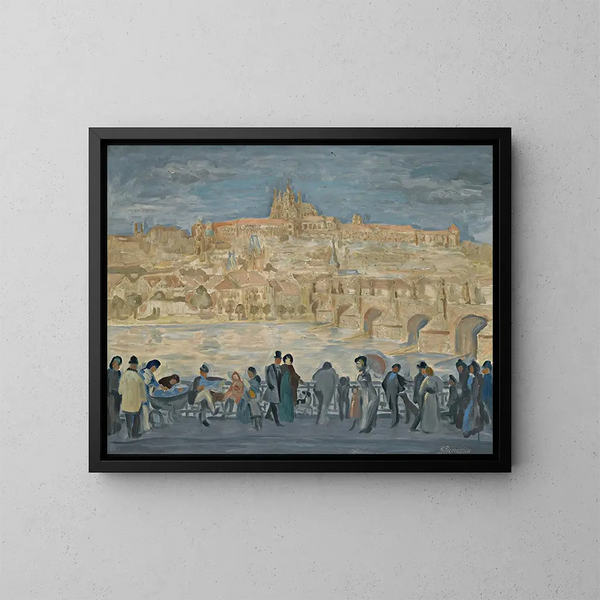 Vue du château de Prague - Antonín Procházka — indrammet kunstværk på væggen
