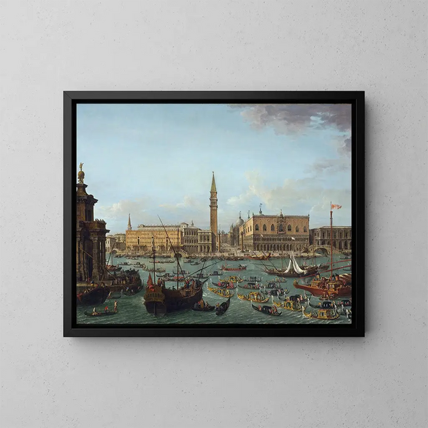 Procession de gondoles dans le bacino de San Marco, Venise - Antonio Joli — indrammet kunstværk på væggen