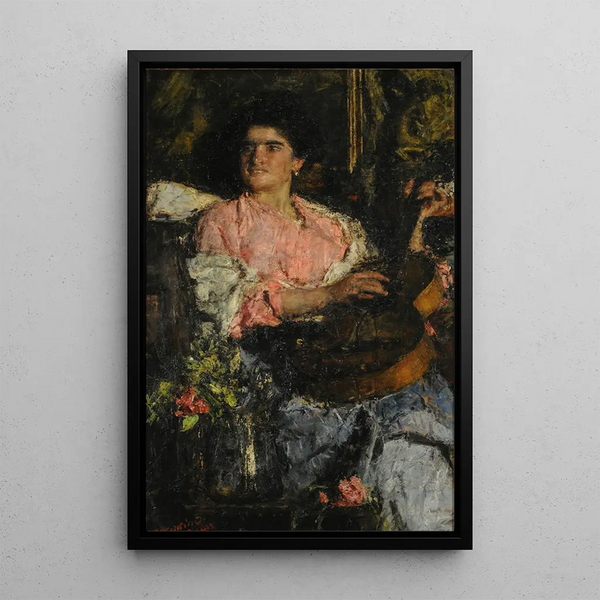 Chanson joyeuse - Antonio Mancini — indrammet kunstværk på væggen