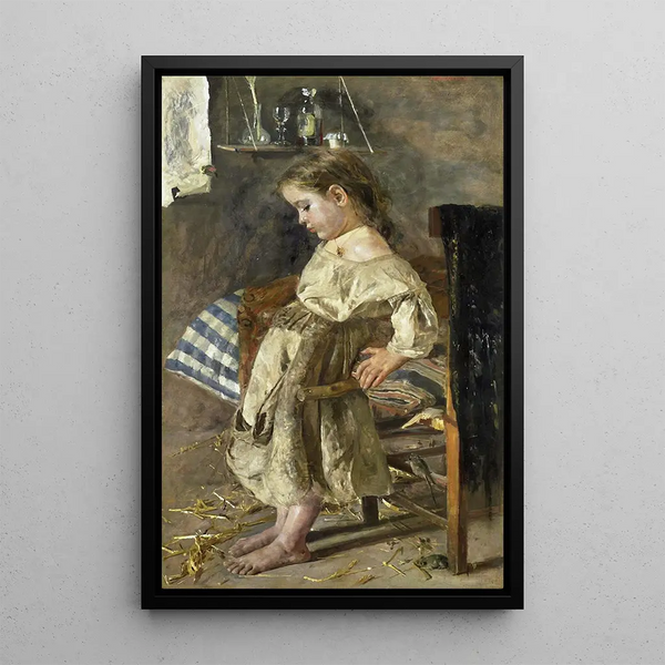 L'enfant pauvre - Antonio Mancini — indrammet kunstværk på væggen
