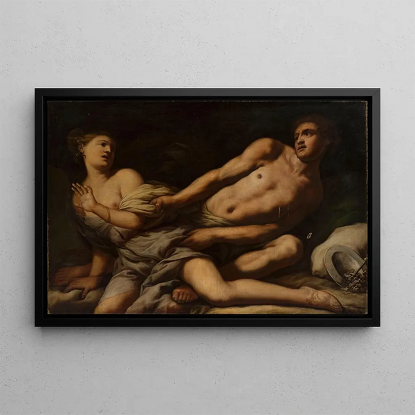 Myrrha og Cinyras - Antonio Zanchi — indrammet kunstværk på væggen