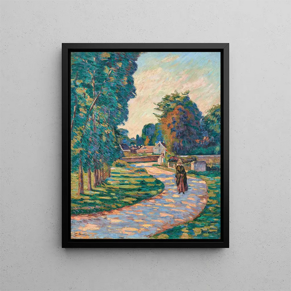 Kvindemaleri på en sti i Épinay - sur - Orge - Armand Guillaumin — indrammet kunstværk på væggen