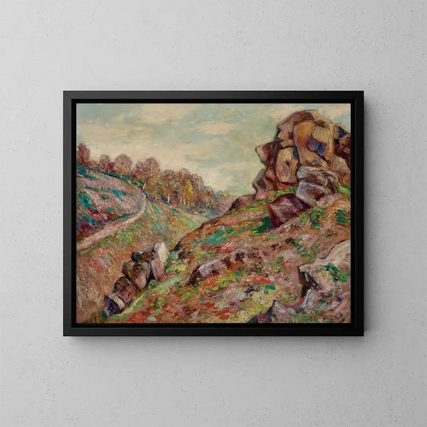 højden af ​​skrænten, landskab af Creuse - Armand Guillaumin — indrammet kunstværk på væggen