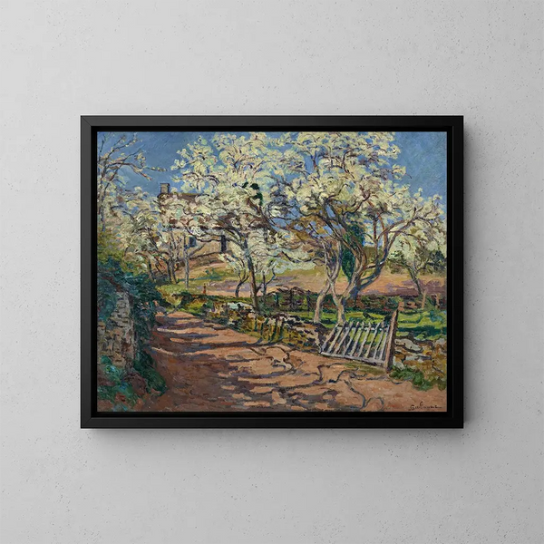 forårlandskab - Armand Guillaumin — indrammet kunstværk på væggen
