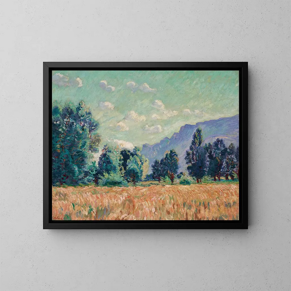 Pontcharra, Isère-dalen, Mont Granier i baggrunden - Armand Guillaumin — indrammet kunstværk på væggen