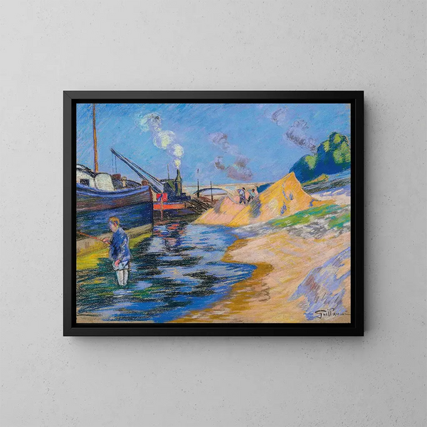 Quai de la Seine i Paris, la Sablire - Armand Guillaumin — indrammet kunstværk på væggen