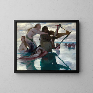 I Havet - Arnold Böcklin — indrammet kunstværk på væggen