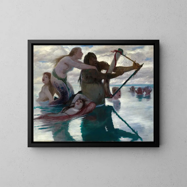 I Havet - Arnold Böcklin — indrammet kunstværk på væggen