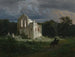 Landskab med natlig udsigt med ruin - Arnold Böcklin — visning af kunstværket