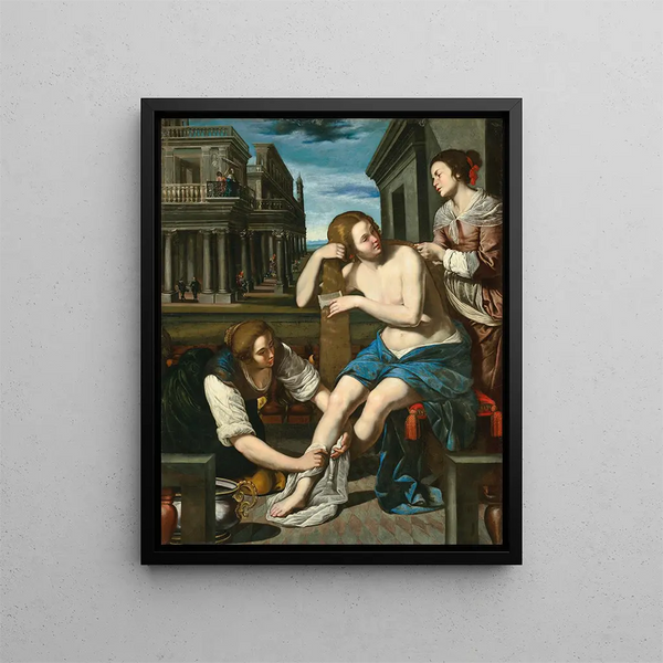 Bethsabée i sit bad - Artemisia Gentileschi — indrammet kunstværk på væggen