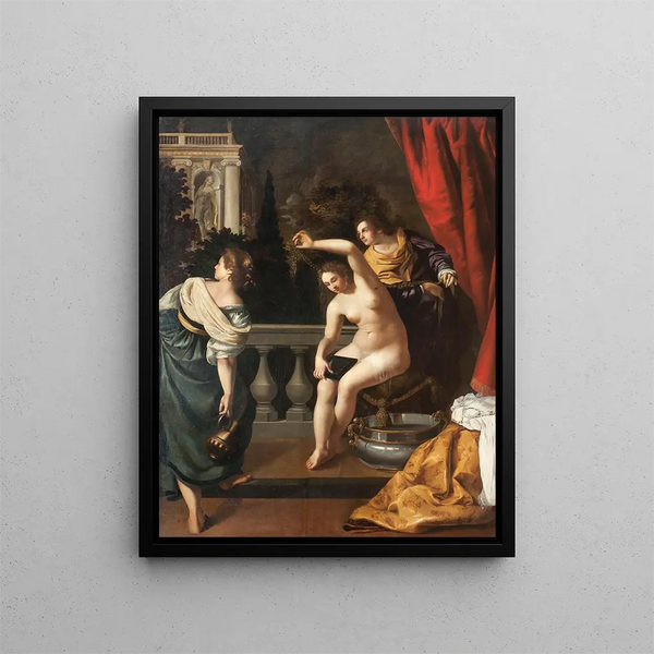 Bethsabée ved badet - Artemisia Gentileschi — indrammet kunstværk på væggen