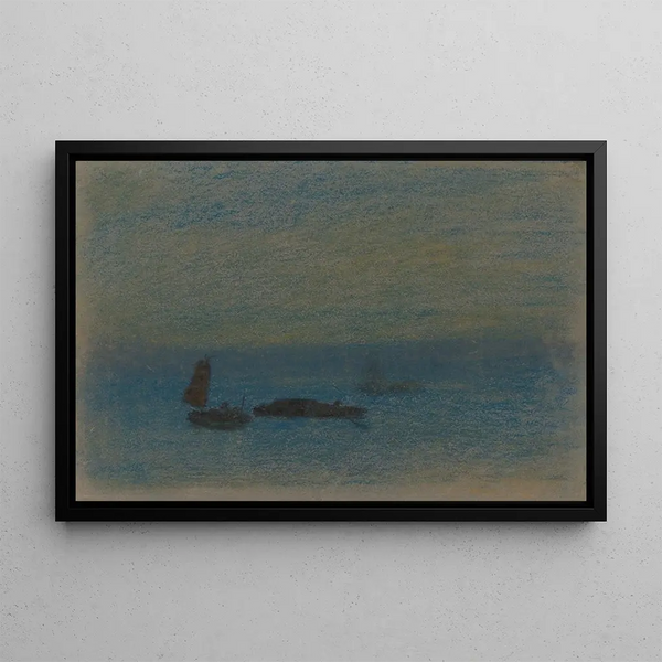 Bateaux la nuit - Arthur Bowen Davies — indrammet kunstværk på væggen