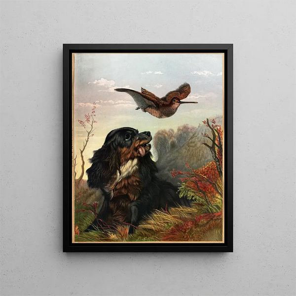 Cocker og Bæver - Arthur Fitzwilliam Tait — indrammet kunstværk på væggen