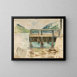 Ary Ernest Renan - Paysage avec un ponton.webp