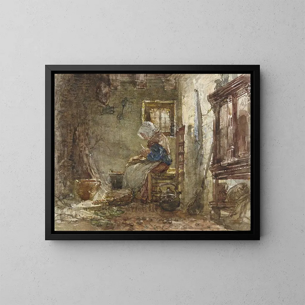 Kartoffelskrellemaleri - August Allebé — indrammet kunstværk på væggen