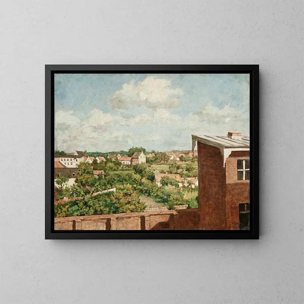 Vue de Düsseldorf - August Jernberg — indrammet kunstværk på væggen