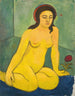 en nøgne pige med en rød blomst - August Macke — visning af kunstværket