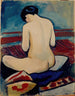 det siddende tableau med en pude - August Macke — visning af kunstværket