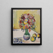 Naturtro med blomster og tre æbler - August Macke — indrammet kunstværk på væggen