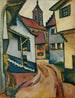 Gade med kirke i Kandern - August Macke — visning af kunstværket