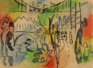 Promenade du bord de l'eau - August Macke — visning af kunstværket