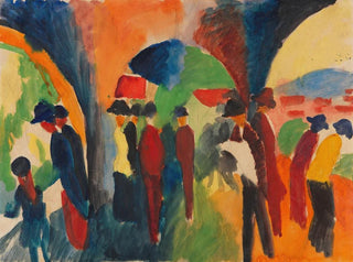 Under buerne i Thun, et promenade-mønster - August Macke — visning af kunstværket