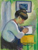 Kvindemaleri, der skriver - August Macke — visning af kunstværket