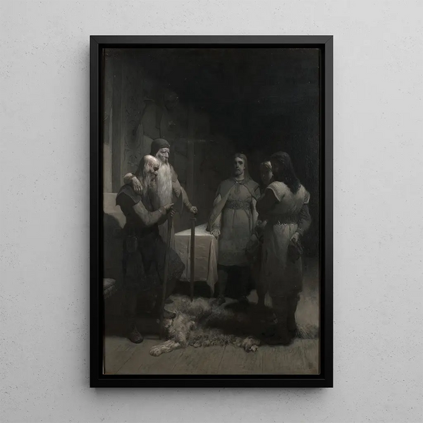 Kong Bele og Thorsten Vikingsson - August Malmström — indrammet kunstværk på væggen