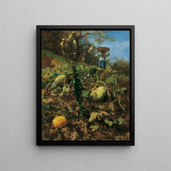 Le jardin de citrouilles - August von Pettenkofen — indrammet kunstværk på væggen