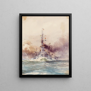 August von Ramberg - The Imp Royal Battleship VIRIBUS UNITIS at full speed accompanied by the fleet.webp