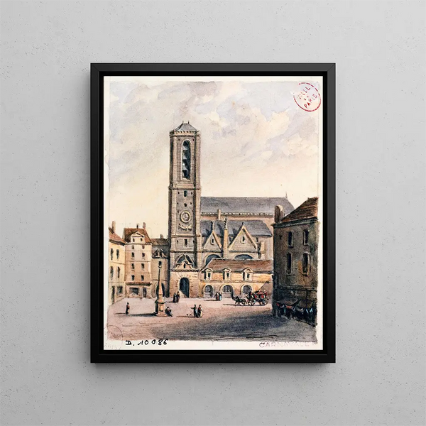 kirkens facade - Auguste Sébastien Bénard — indrammet kunstværk på væggen