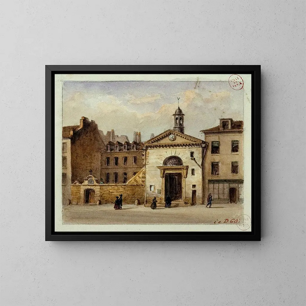 La chapelle Saint-Jean og indgangen til Saint-Eustache kirkegård - Auguste Sébastien Bénard — indrammet kunstværk på væggen