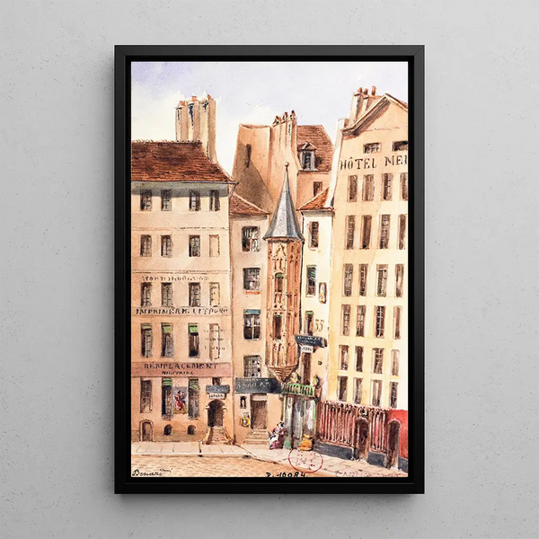Reproduktion af maleriet Place de l'Hôtel de Ville - Auguste Sébastien Bénard