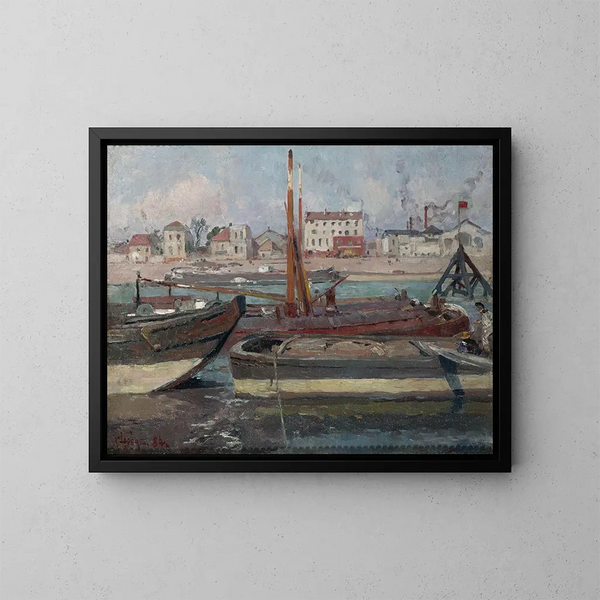 La Seine ved Quai de la Rape - Auguste Louis Lepère — indrammet kunstværk på væggen