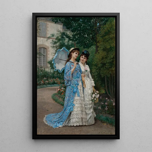 Reproduktion af maleriet Promenade dans le jardin - Auguste Toulmouche