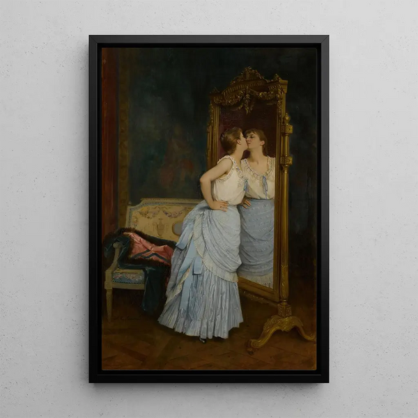 Le miroir - Auguste Toulmouche — indrammet kunstværk på væggen