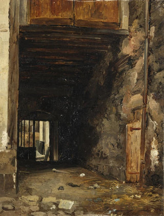 L'Entrée d'une cour - Auguste Xavier Leprince — visning af kunstværket