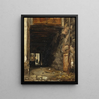 L'Entrée d'une cour - Auguste Xavier Leprince — indrammet kunstværk på væggen