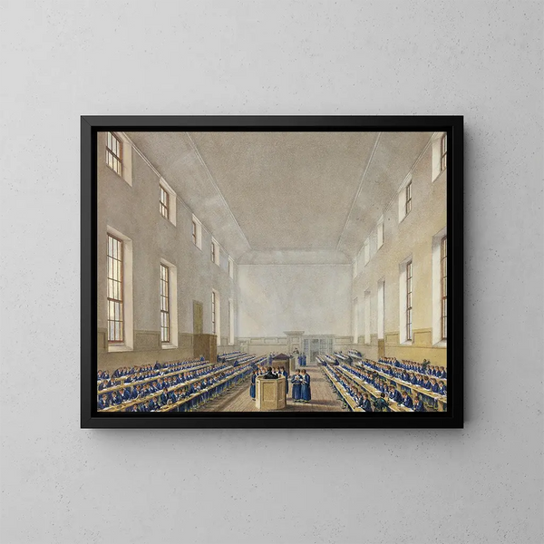 L'école de grammaire de Christ's Hospital - Augustus Charles Pugin — indrammet kunstværk på væggen