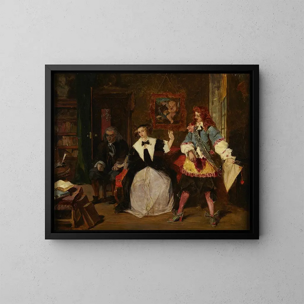 Madame de Maintenon og Scarron - Augustus Leopold Egg — indrammet kunstværk på væggen