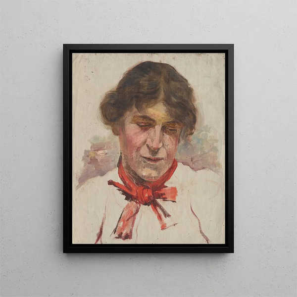 Aurel Ballo - Head Study of Woman with Red Bow.webp