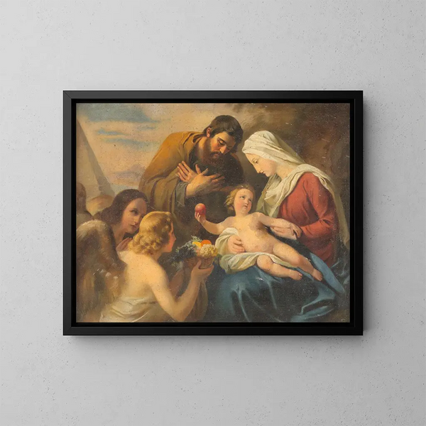 Adoration de la Sainte Famille - Ecole autrichienne — indrammet kunstværk på væggen