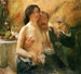 Selvportræt med sin kone Charlotte Berend-Corinth og et glas sekt - Lovis Corinth — visning af kunstværket